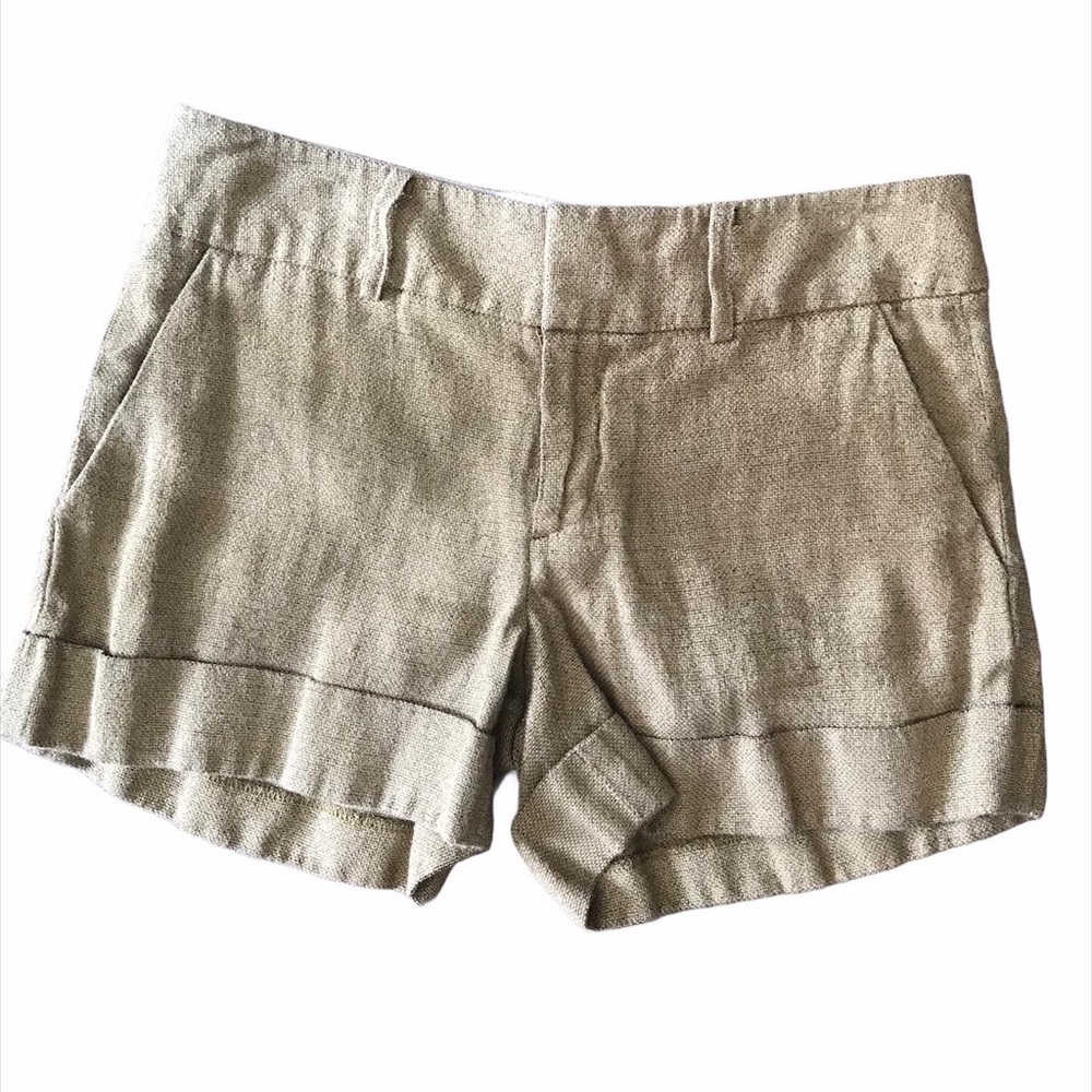 Club Monaco gold metallic linen shorts